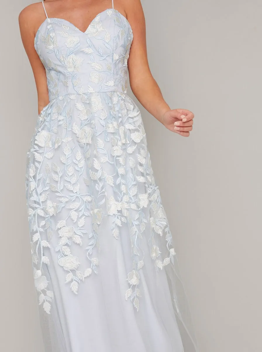 Lace Overlay Cami Strap Maxi Dress In Blue sold by Chi Chi London product image thumbnail 3
