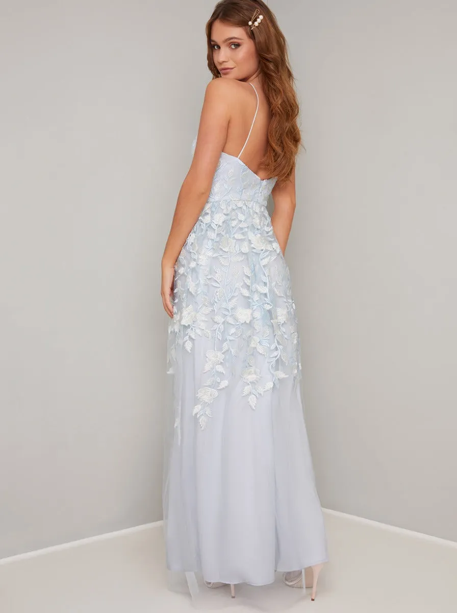 Lace Overlay Cami Strap Maxi Dress In Blue sold by Chi Chi London product image thumbnail 4