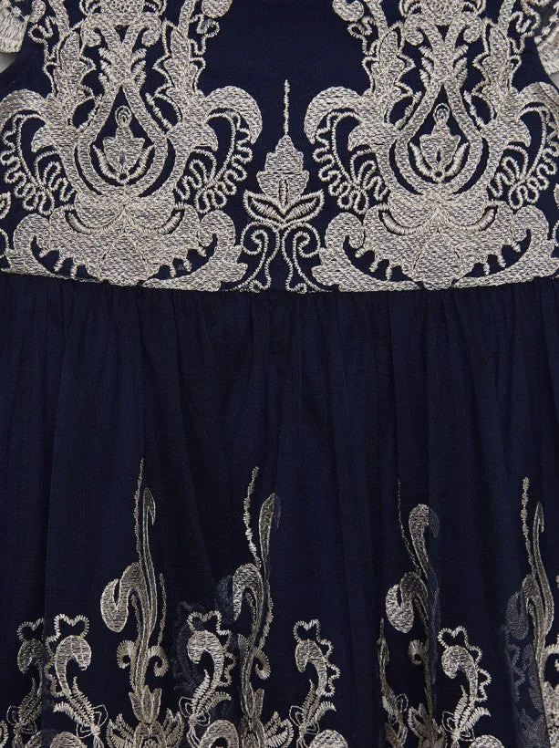 Girls Embroidered Lace Tulle Party Dress in Blue sold by Chi Chi London product image thumbnail 3