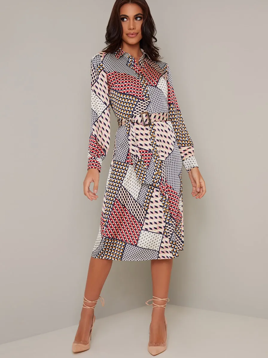 Shirt Geo Print Midi Dress in Multi sold by Chi Chi London product image thumbnail 5