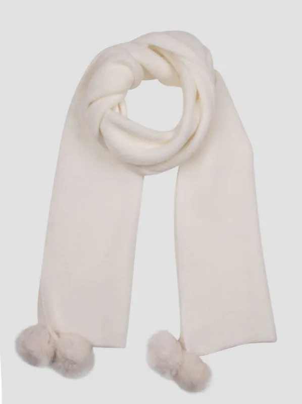 Pom Pom Detail Scarf in Cream sold by Chi Chi London