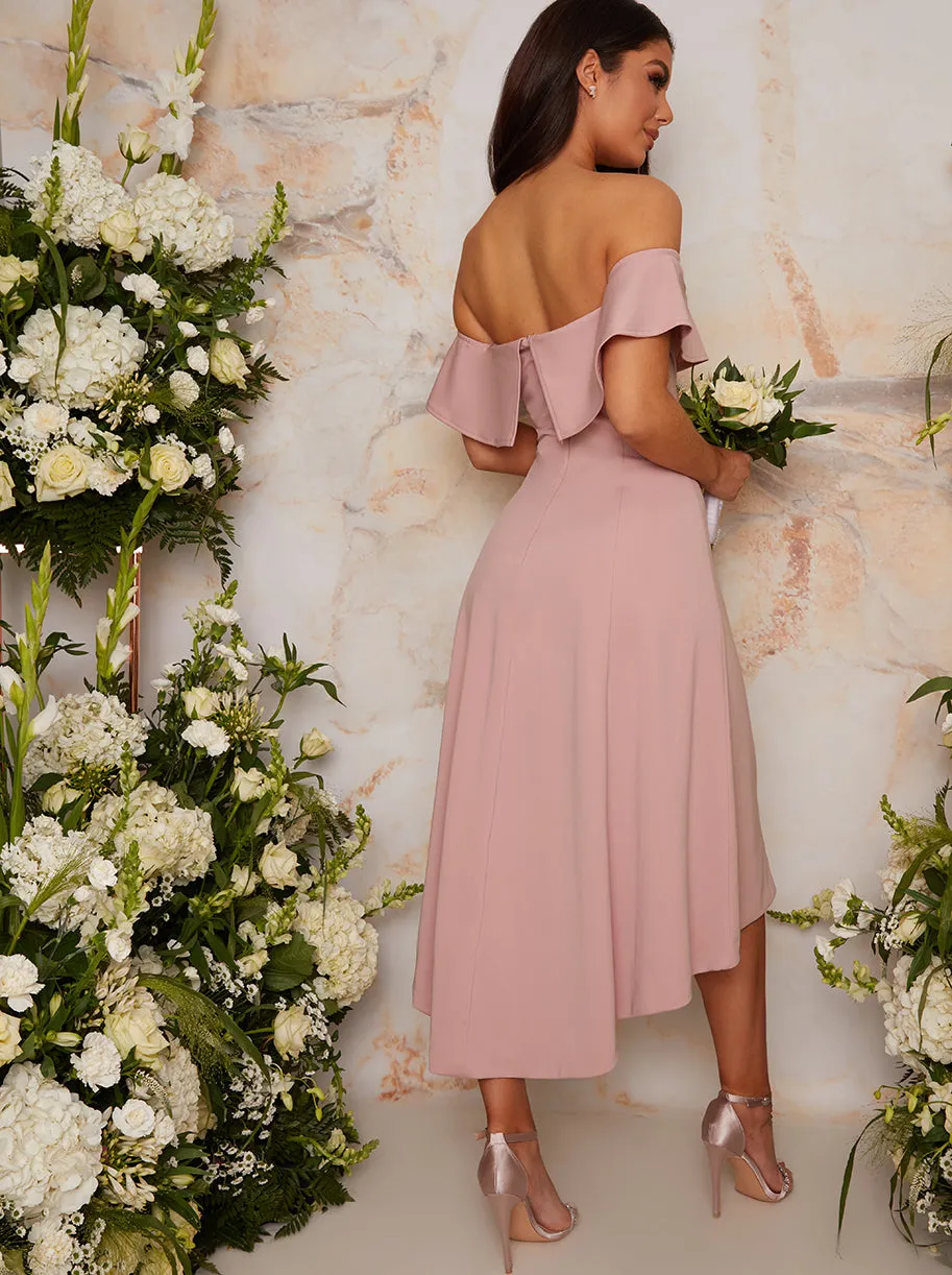 Bardot Dip Hem Midi Dress in Pink sold by Chi Chi London product image thumbnail 4