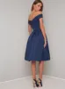 Bardot Plain Midi Dress in Blue sold by Chi Chi London