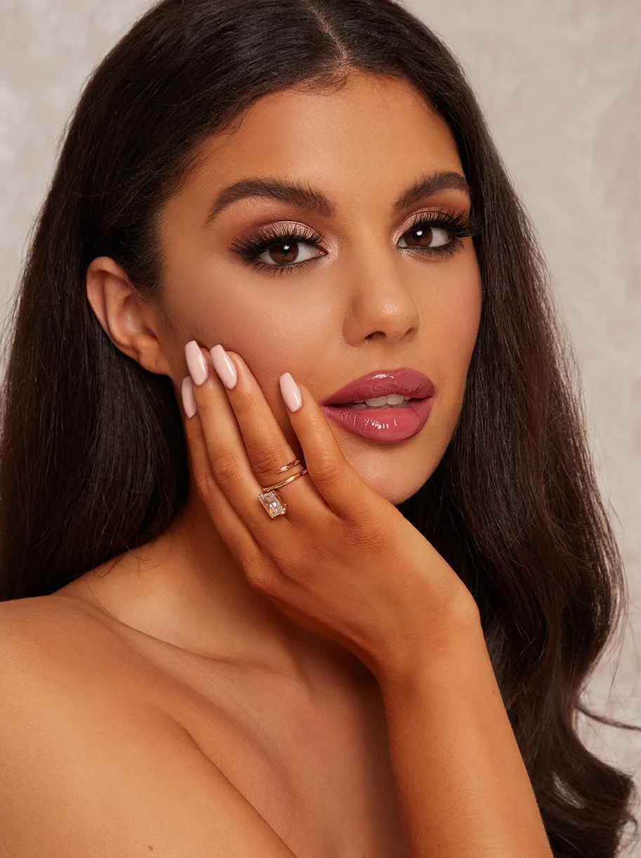 Rectangular Diamante Ring in Gold Tone sold by Chi Chi London product image thumbnail 2