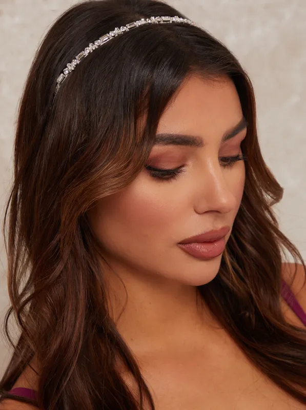 Diamanté Embellished Headband in Silver sold by Chi Chi London