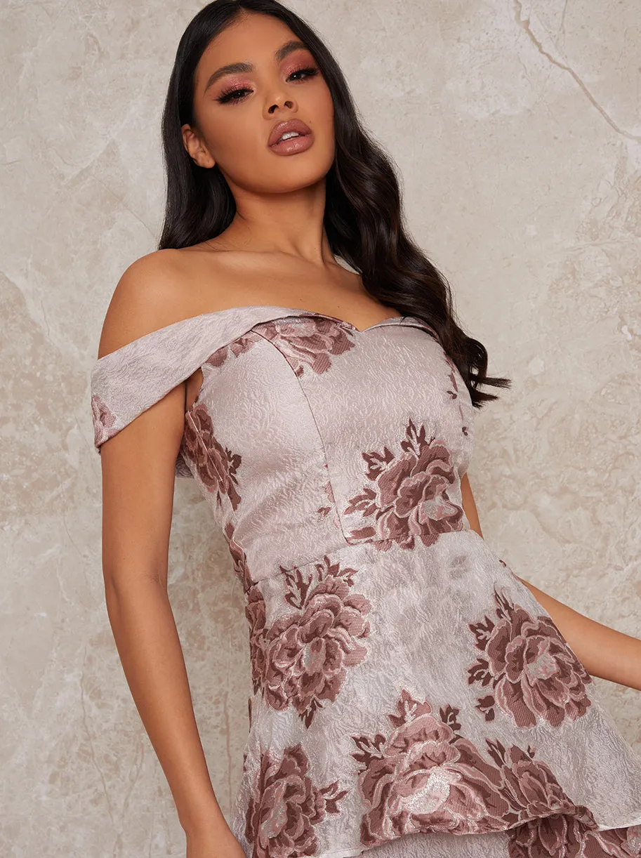 Bardot Jacquard Layered Mini Dress in Brown sold by Chi Chi London product image thumbnail 3