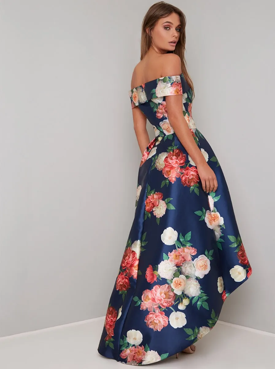 Bardot Floral Dip Hem Midi Dress in Blue sold by Chi Chi London product image thumbnail 2