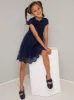 Girls Lace Scalloped Party Dress In Navy sold by Chi Chi London