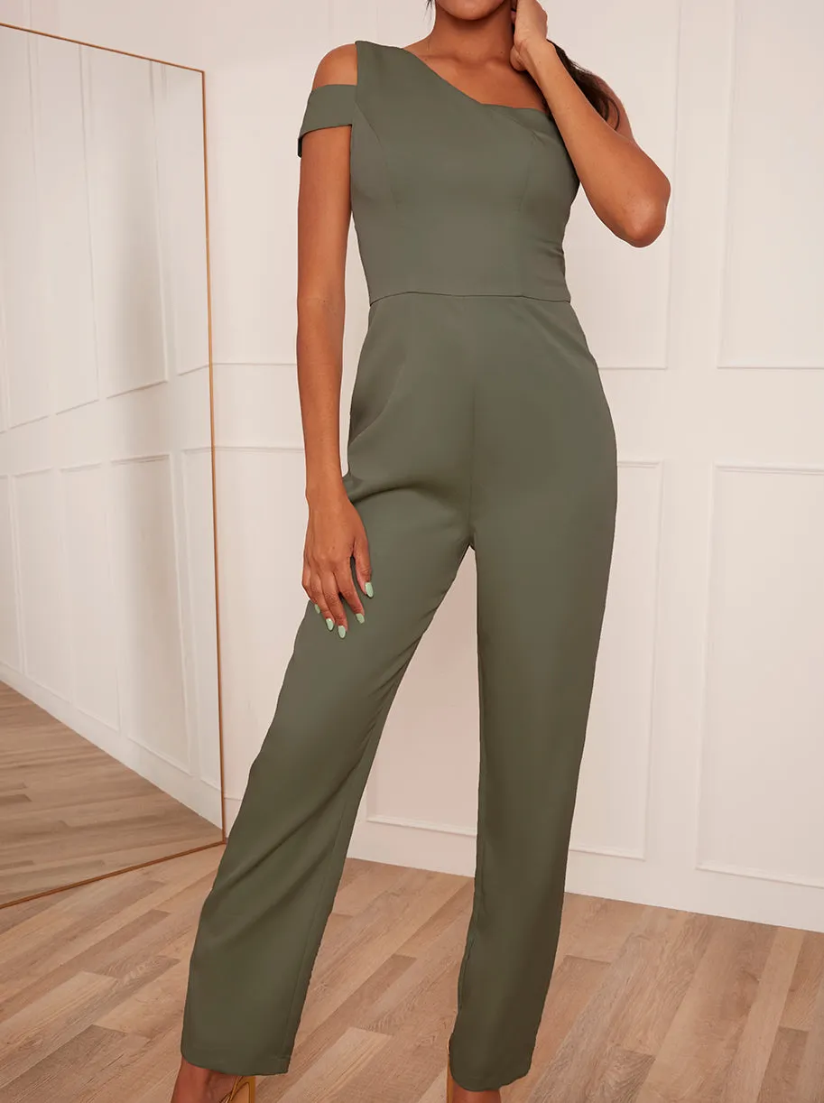 One-Shoulder Jumpsuit in Green sold by Chi Chi London product image thumbnail 4