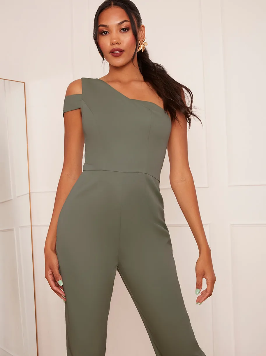One-Shoulder Jumpsuit in Green sold by Chi Chi London product image thumbnail 5