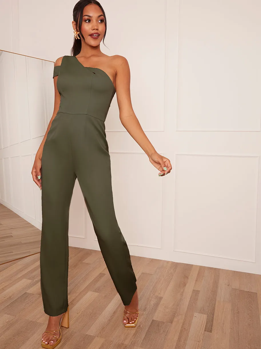 One-Shoulder Jumpsuit in Green sold by Chi Chi London