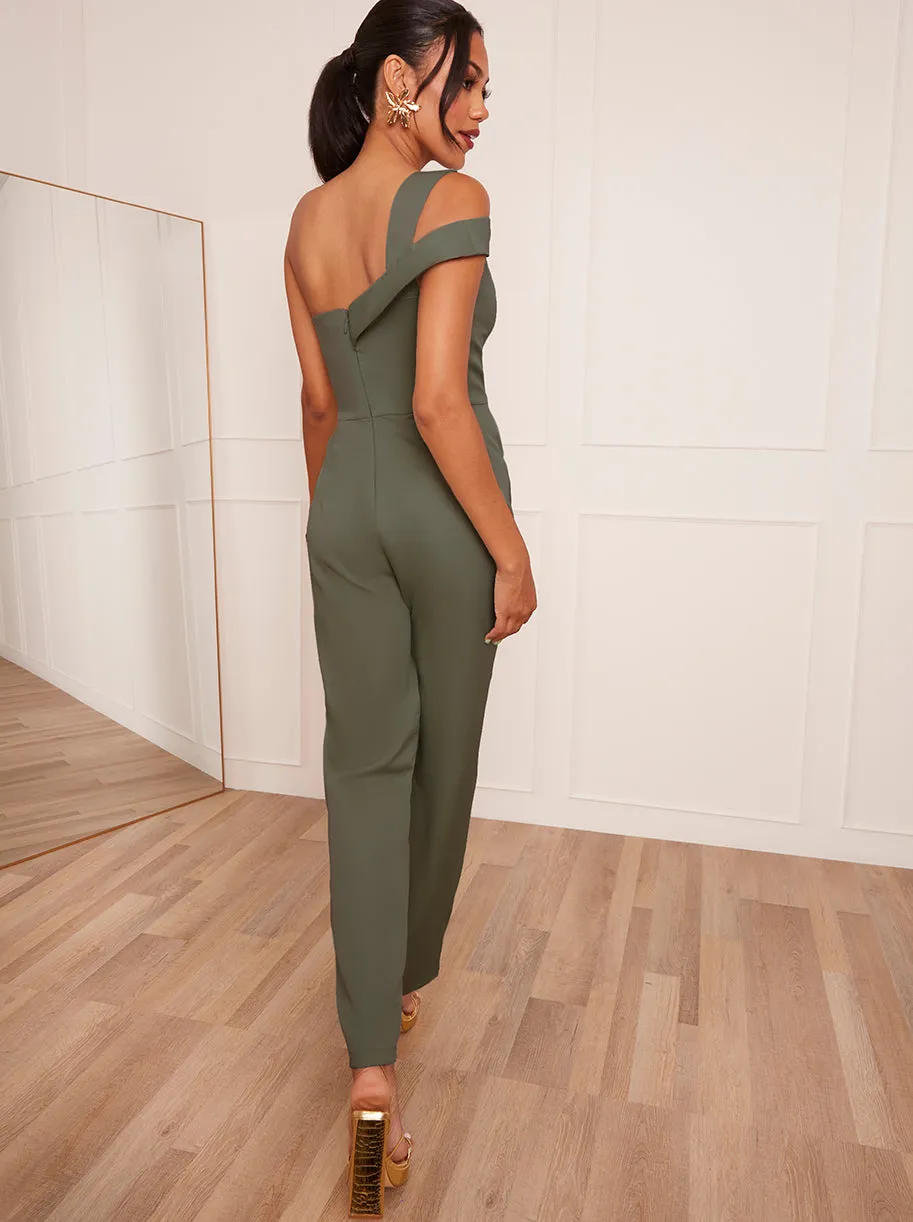 One-Shoulder Jumpsuit in Green sold by Chi Chi London product image thumbnail 3