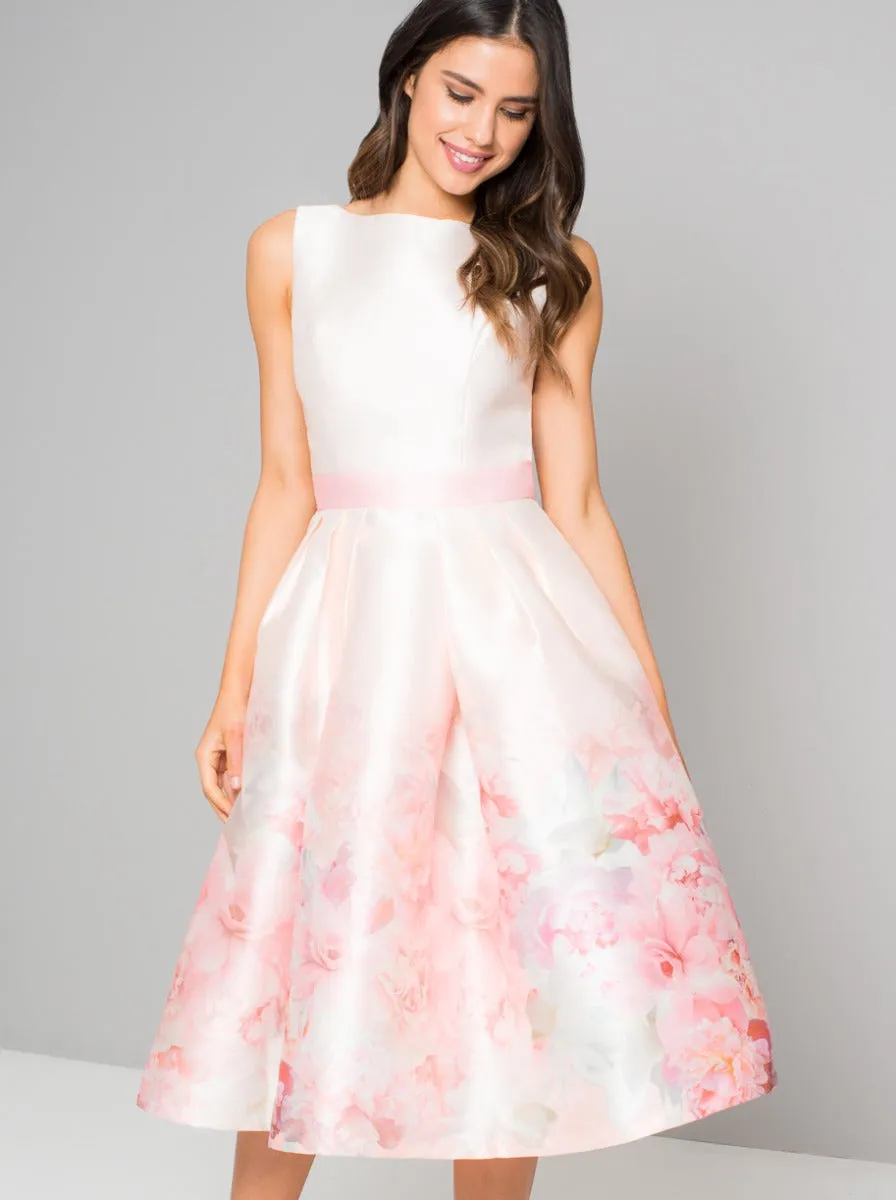 Digital Print Sleeveless Midi Dress in Pink sold by Chi Chi London product image thumbnail 2