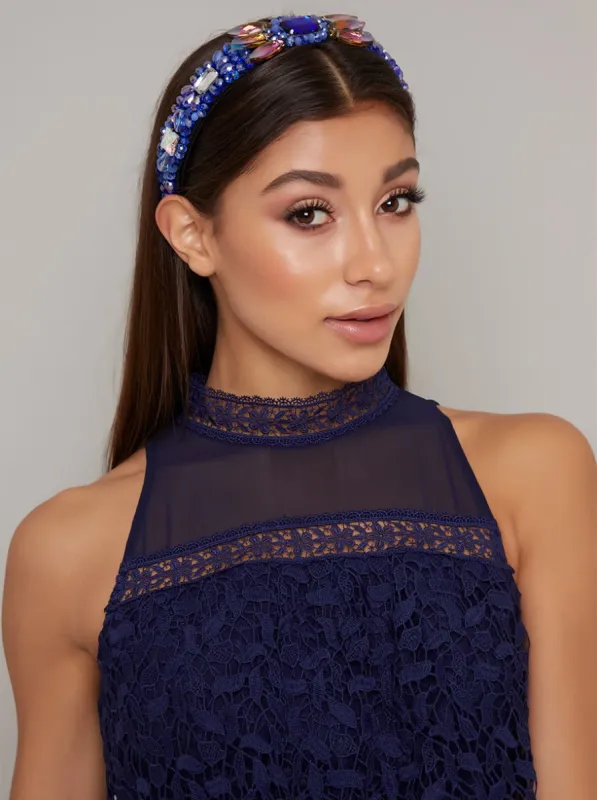 Gem Embellished Headband in Black sold by Chi Chi London