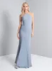 Lace Back Fitted Maxi Dress in Blue sold by Chi Chi London