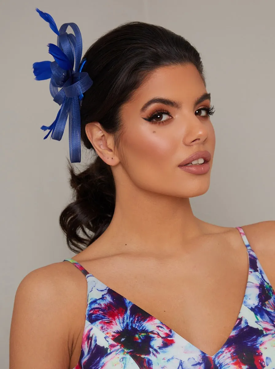 Feather Detail Fascinator in Blue sold by Chi Chi London