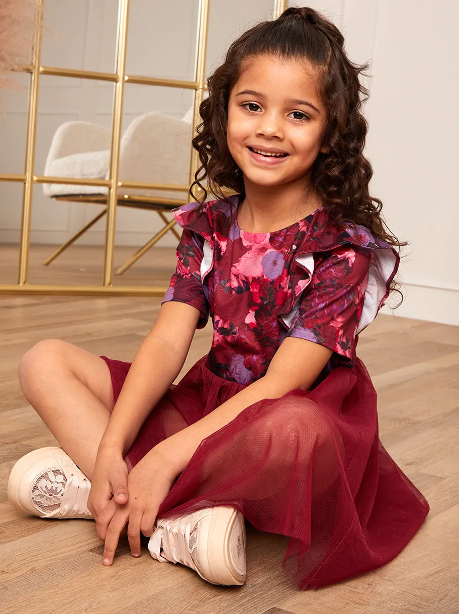 Younger Girls Floral Print Midi Dress in Red sold by Chi Chi London product image thumbnail 3