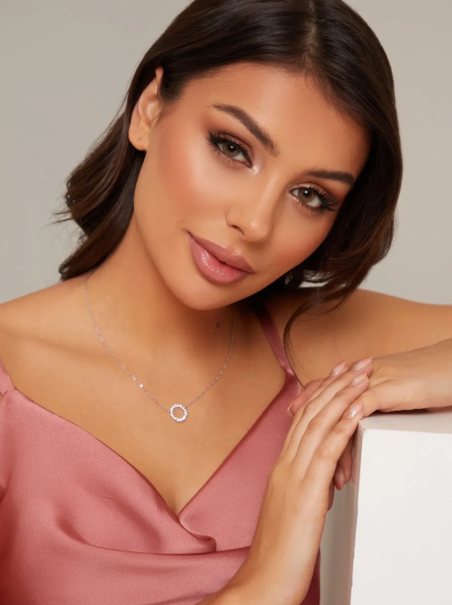 Diamante Circle Necklace in Gold Finish sold by Chi Chi London product image thumbnail 2