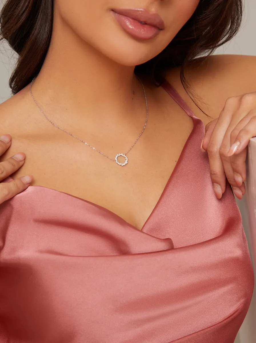 Diamante Circle Necklace in Gold Finish sold by Chi Chi London