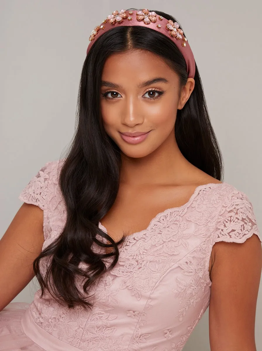 Satin Gem Headband in Pink sold by Chi Chi London product image thumbnail 2