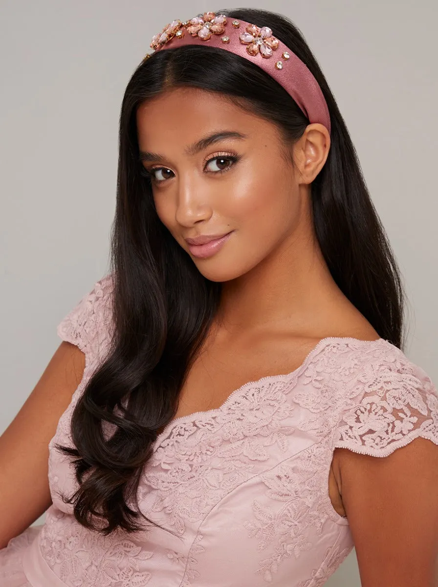Satin Gem Headband in Pink sold by Chi Chi London product image thumbnail 3