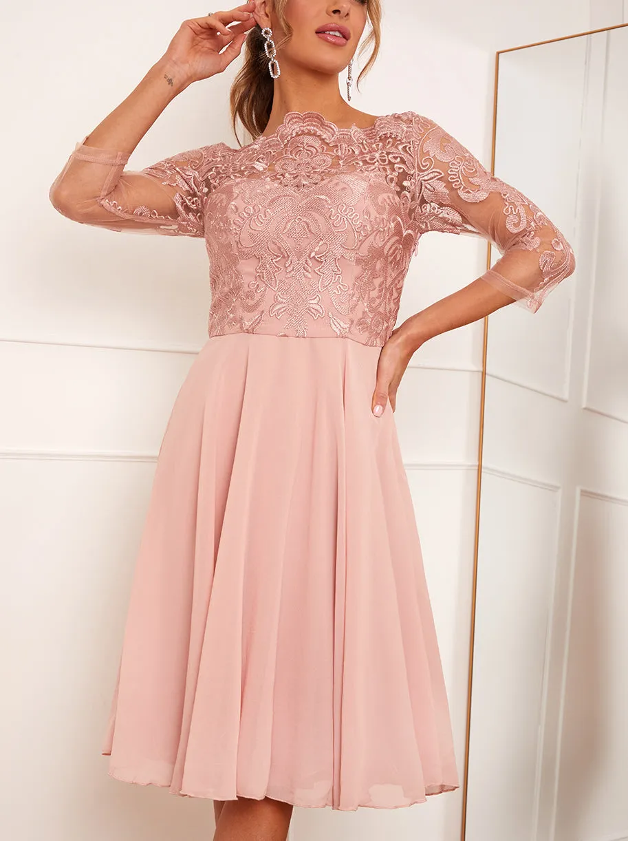 Long Sleeve Baroque Style Midi Tea Dress sold by Chi Chi London product image thumbnail 4