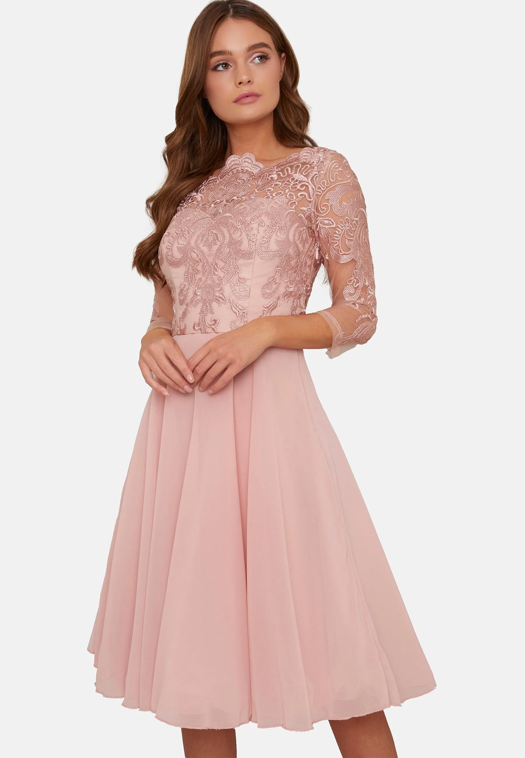 Long Sleeve Baroque Style Midi Tea Dress sold by Chi Chi London product image thumbnail 5