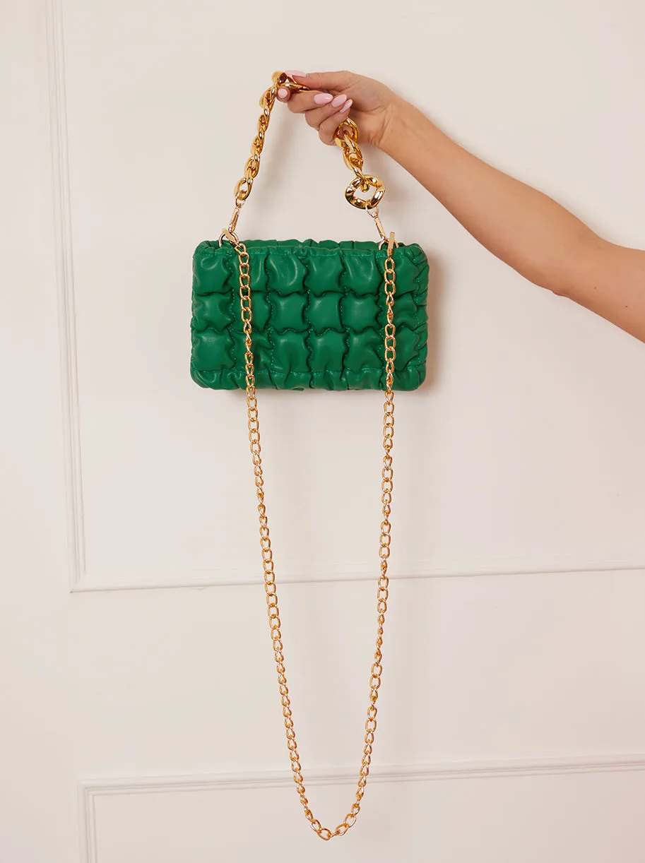 Quilted Chain Detail Shoulder Bag in Green sold by Chi Chi London product image thumbnail 2