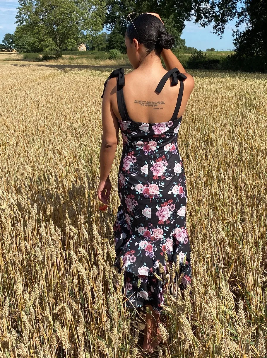 Maternity Floral Print Peplum Hem Midi Dress in Black sold by Chi Chi London product image thumbnail 4