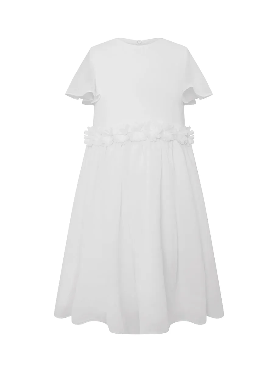 Girls 3D Floral Chiffon Midi Dress in White sold by Chi Chi London