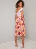 Floral Fold Over Bardot Midi Maternity Dress in Pink sold by Chi Chi London