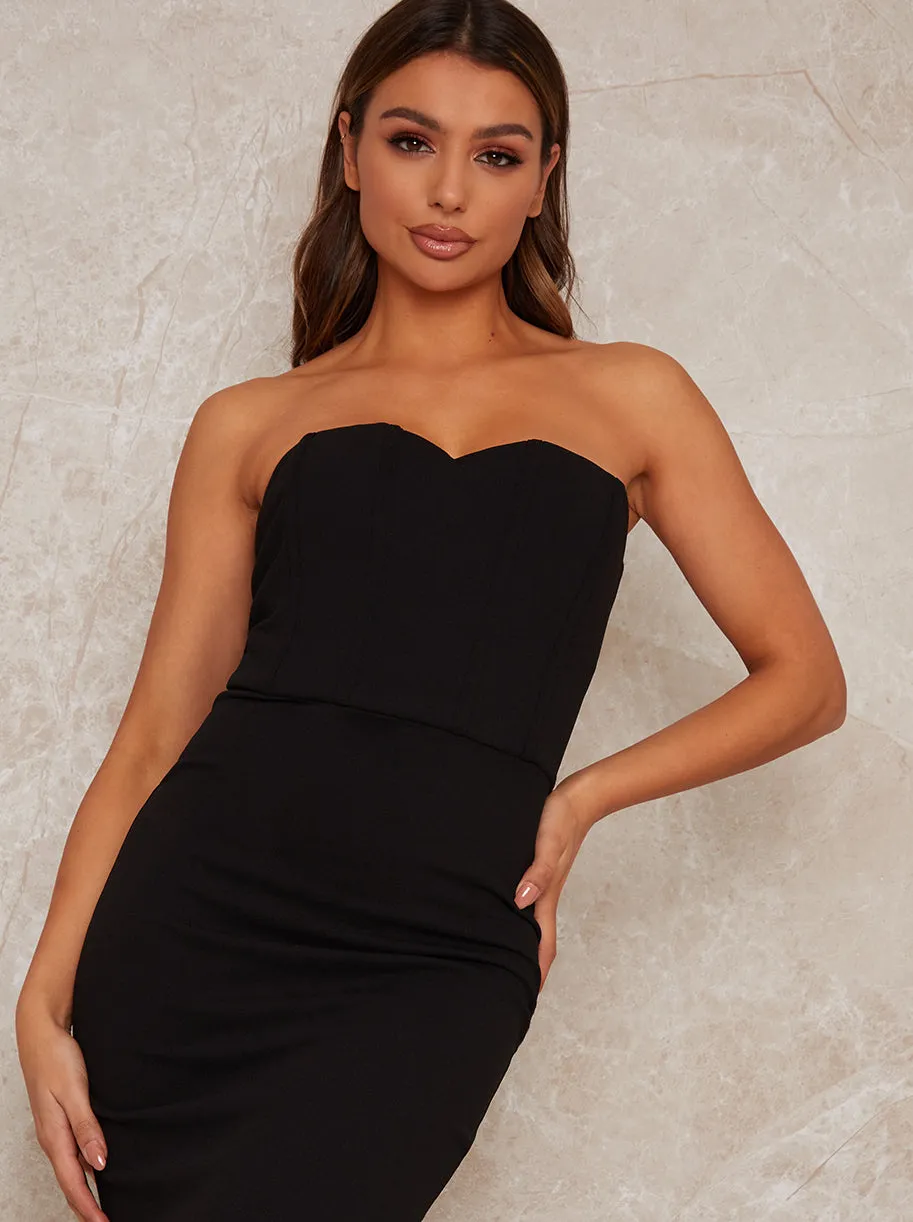 Bardot Bodycon Party Dress with Peplum Design in Black sold by Chi Chi London product image thumbnail 4