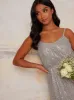 Petite Sequin Cami Style Maxi Dress In Silver sold by Chi Chi London
