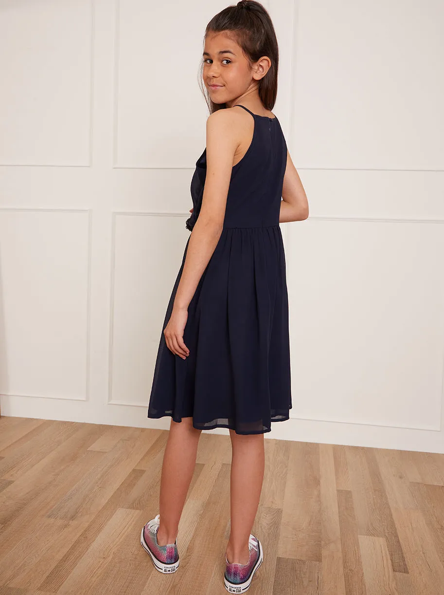 Older Girls Chiffon Flower Dress in Blue sold by Chi Chi London product image thumbnail 2