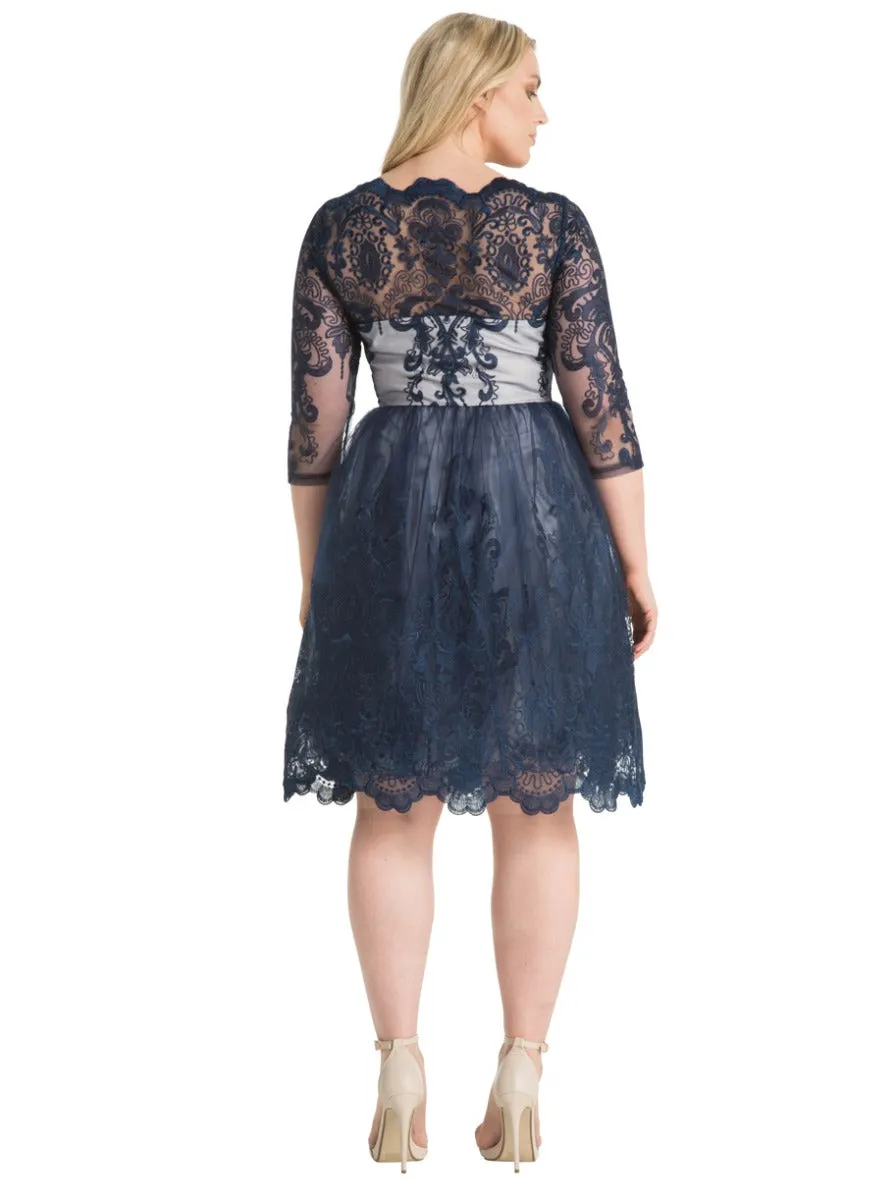 Plus Size Lace Detail Midi Dress Is Blue sold by Chi Chi London product image thumbnail 3