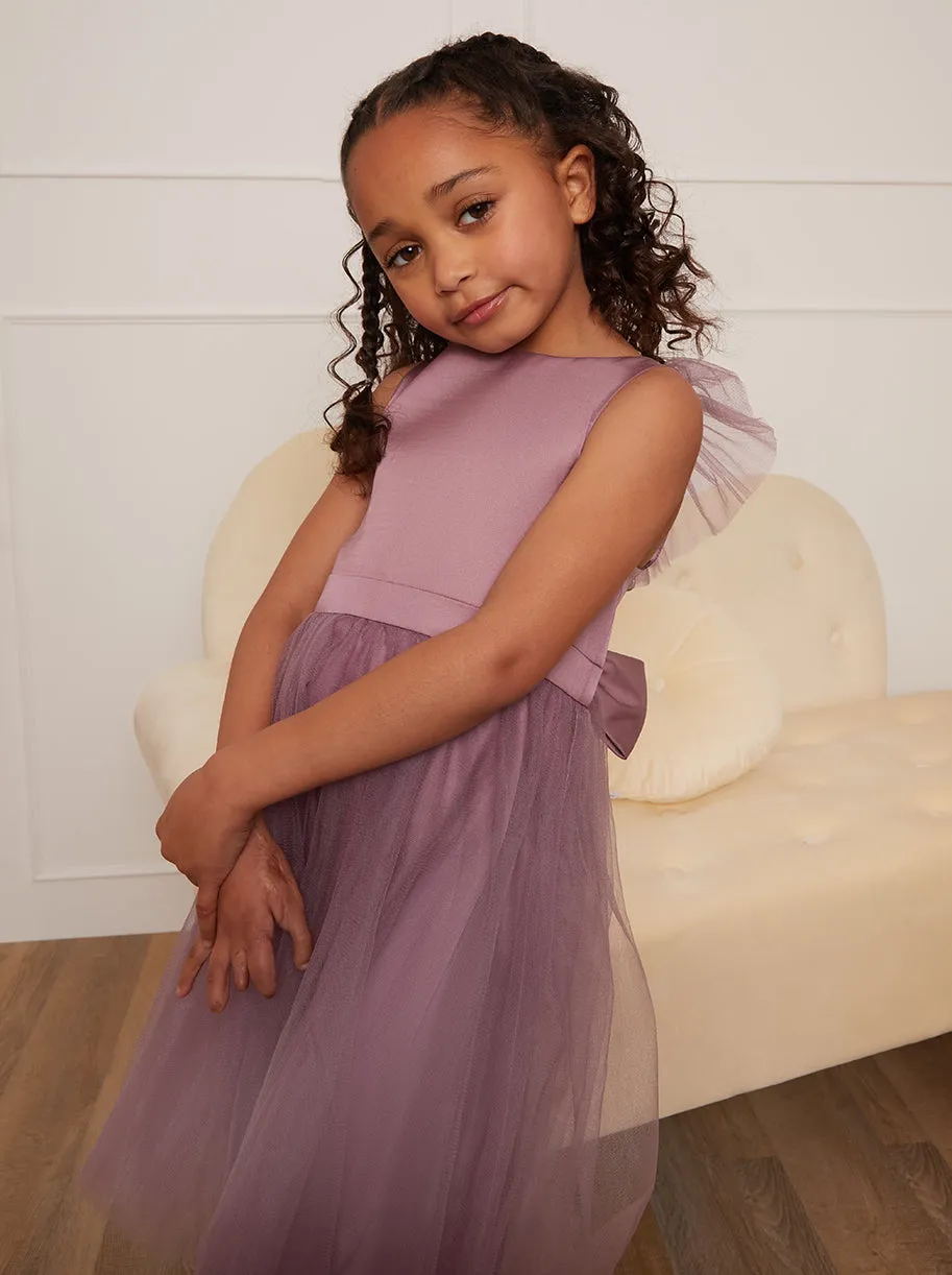 Younger Girls Mesh Tulle Skirt Dress in Lilac sold by Chi Chi London product image thumbnail 2