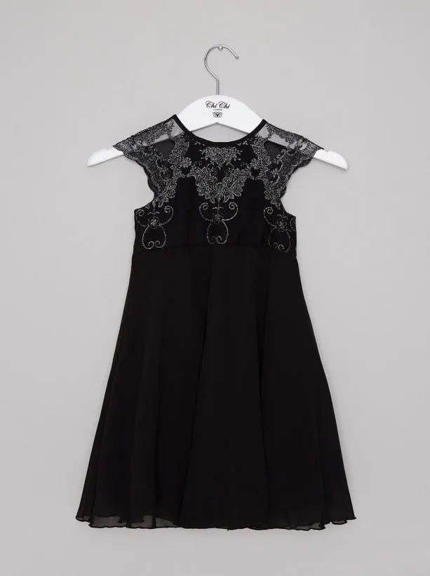 Girls Lace Bodice Party Dress in Black sold by Chi Chi London