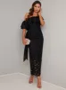 Off Shoulder Crochet Maxi Dress in Black sold by Chi Chi London