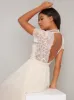 Vintage Lace Style Chiffon Maxi Dress in Cream sold by Chi Chi London