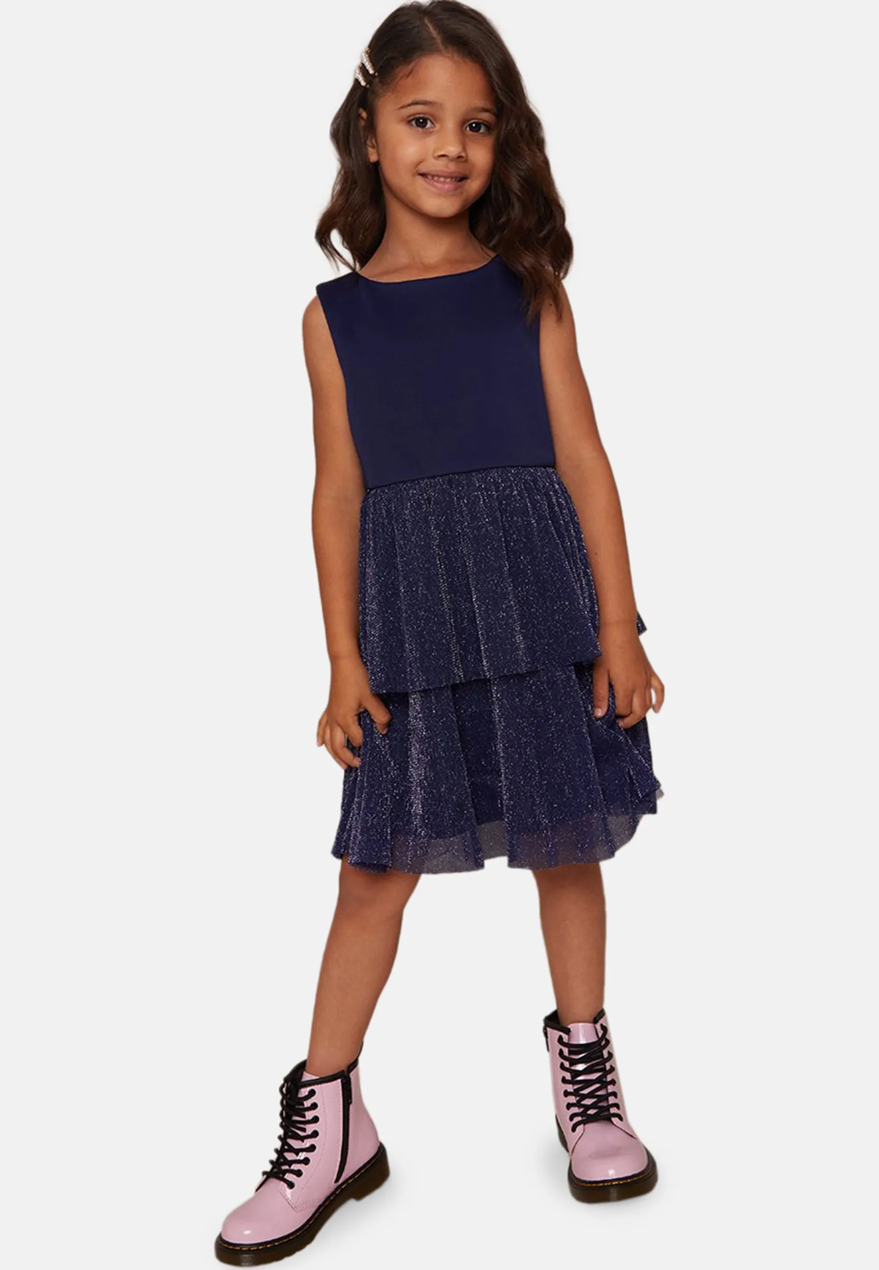 Girls Glitter Tiered Midi Dress in Navy sold by Chi Chi London product image thumbnail 5