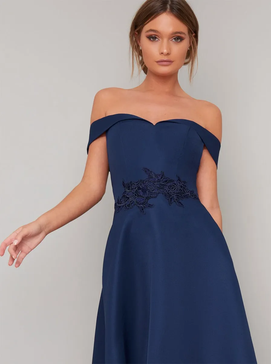 Bardot Dip Hem Lace Midi Dress in Navy sold by Chi Chi London product image thumbnail 2