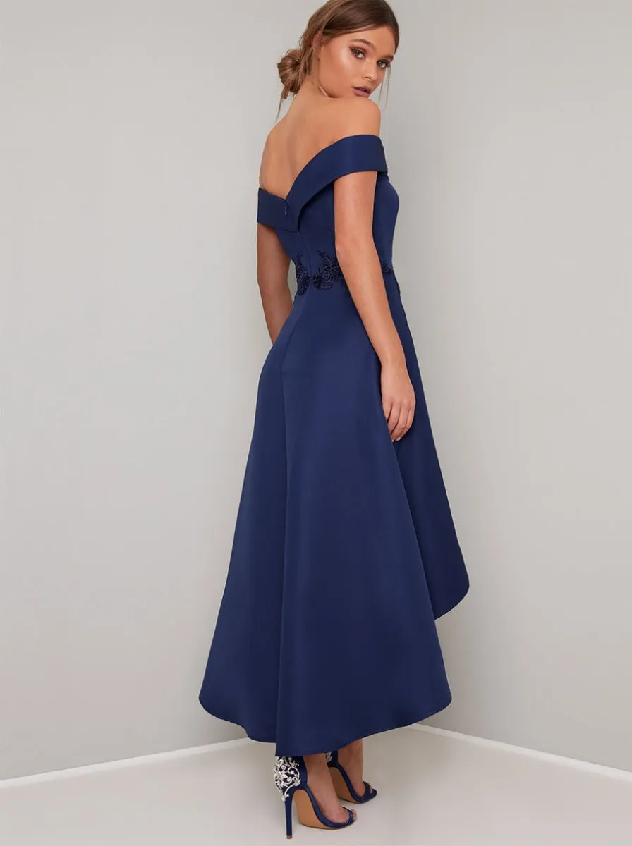 Bardot Dip Hem Lace Midi Dress in Navy sold by Chi Chi London product image thumbnail 3