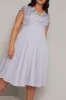 Plus Size Embroidered Lace Bodice Midi Dress in Blue sold by Chi Chi London