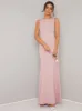 Open Back Diamante Waist Maxi Dress in Pink sold by Chi Chi London