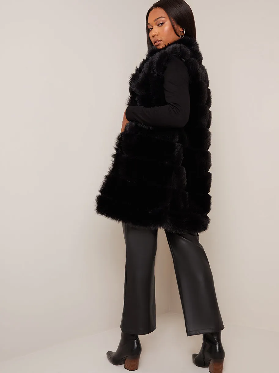 Faux Fur Stripe Gilet in Black sold by Chi Chi London product image thumbnail 5