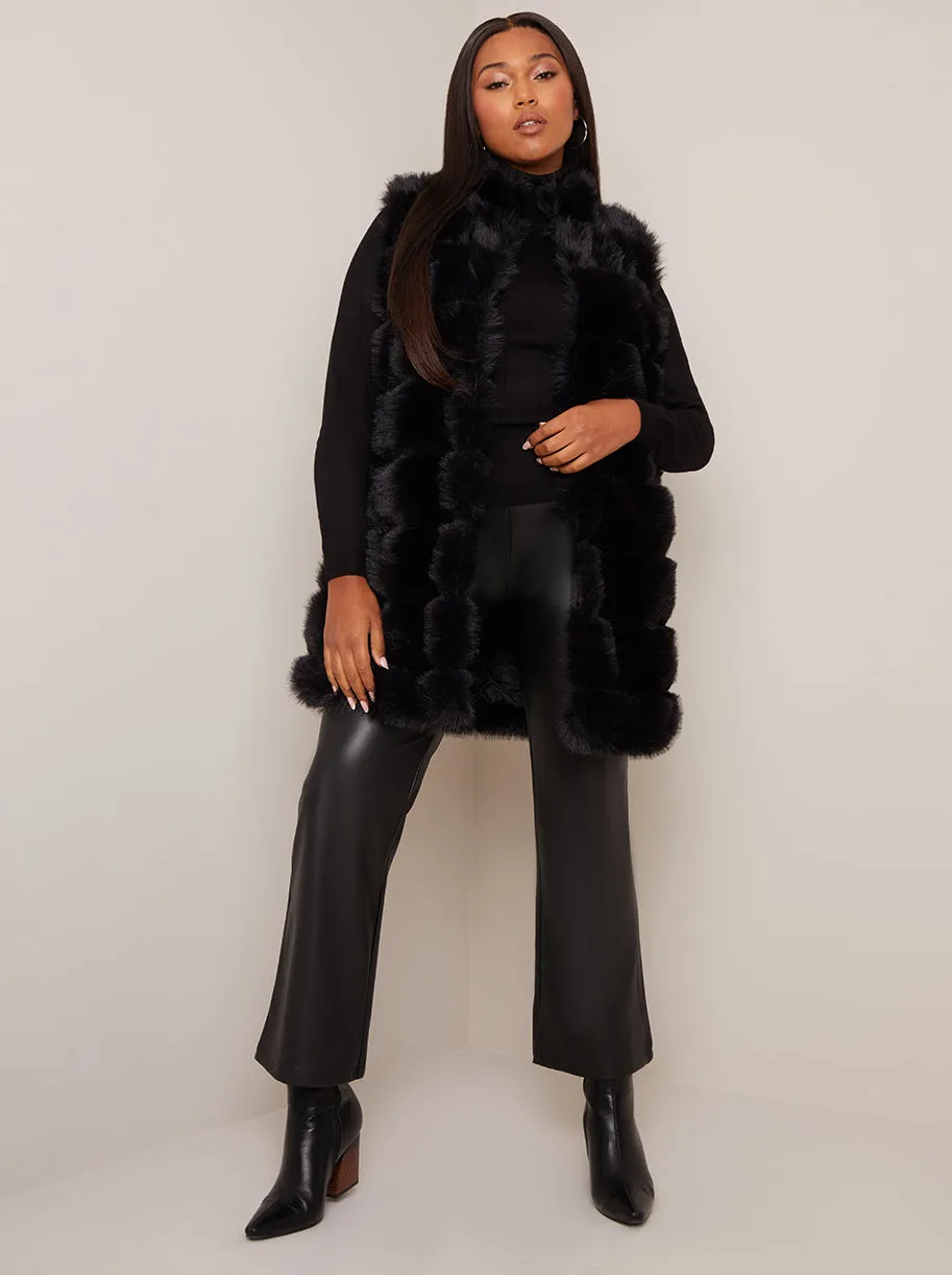 Faux Fur Stripe Gilet in Black sold by Chi Chi London product image thumbnail 3