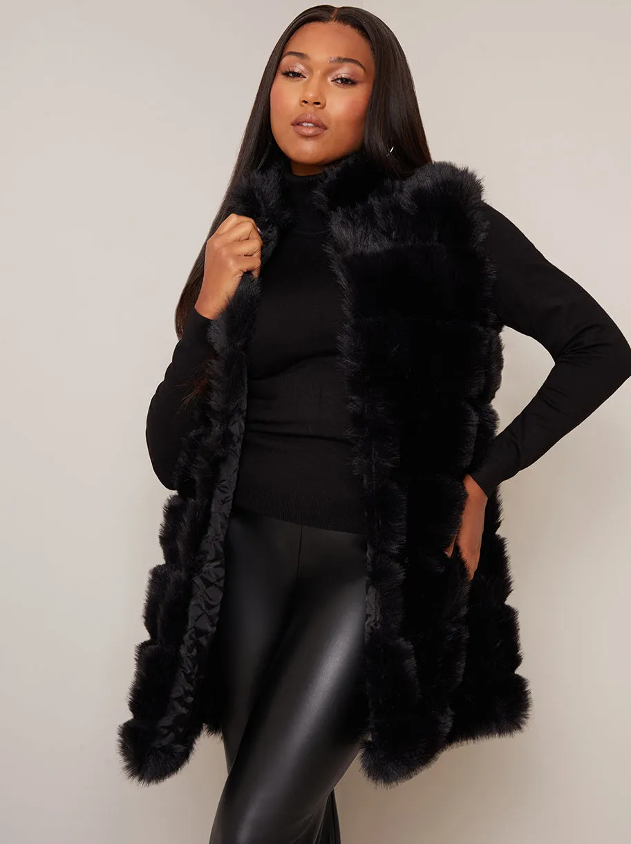 Faux Fur Stripe Gilet in Black sold by Chi Chi London product image thumbnail 2