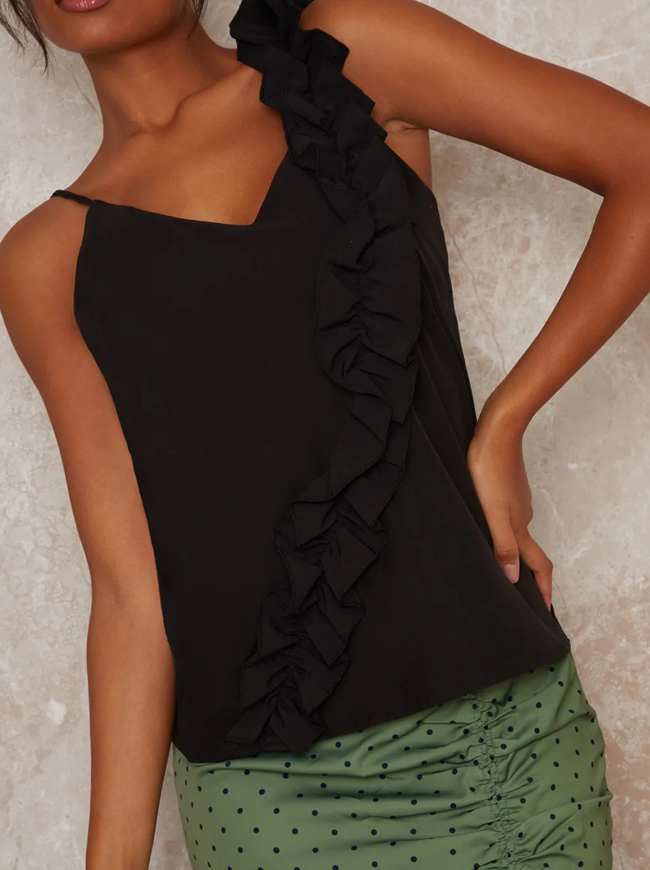 Ruffle Cami Top in Black sold by Chi Chi London product image thumbnail 3