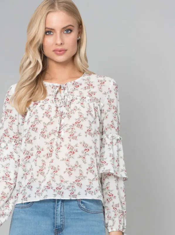 Floral Ditsy Top in White sold by Chi Chi London