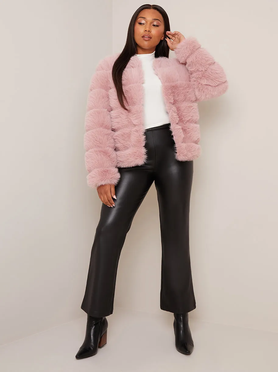 Faux Fur Stripe Jacket in Pink sold by Chi Chi London product image thumbnail 5